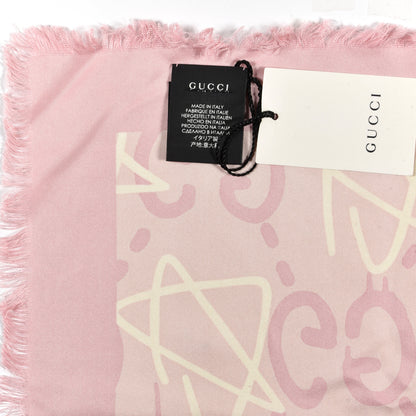 Gucci Silk Twill Gucci Stars Square Shawl Rose Pink 2 of 3