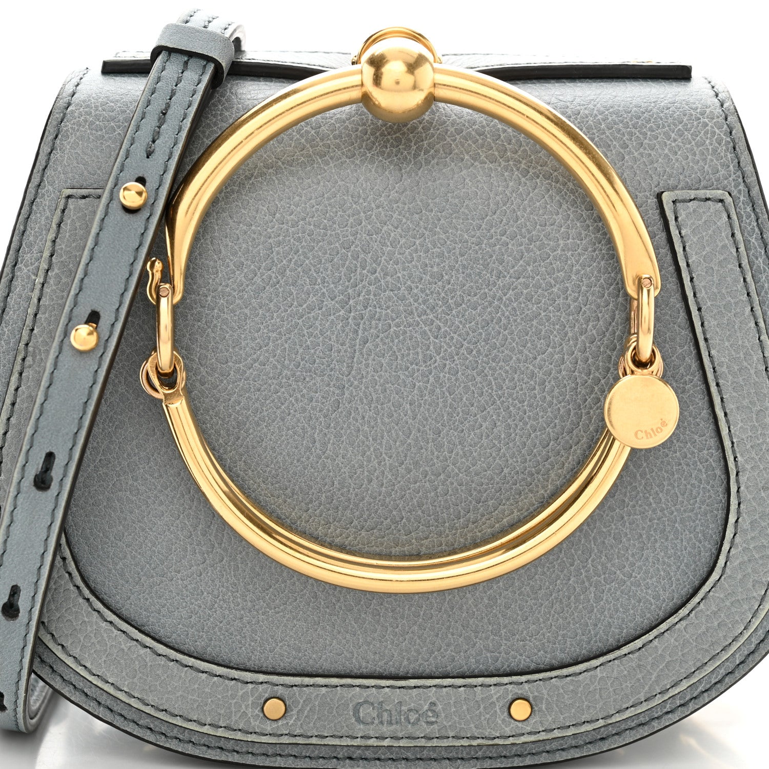 Chloe Calfskin Suede Small Nile Bracelet Bag Cloudy Blue 7 of 10