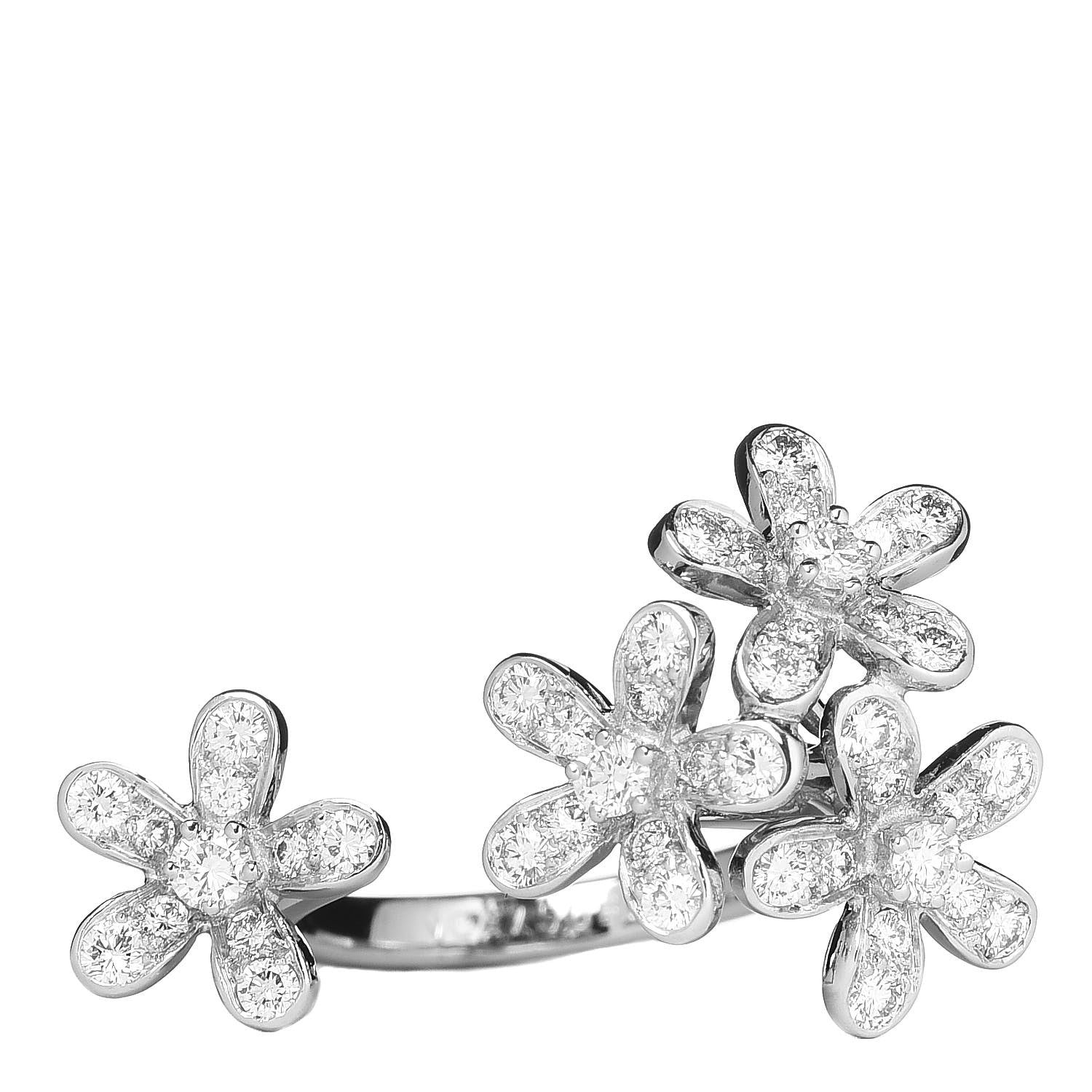 Van Cleef & Arpels 18K White Gold Diamond Socrate Between The Finger Ring 48 4.5 1 of 4