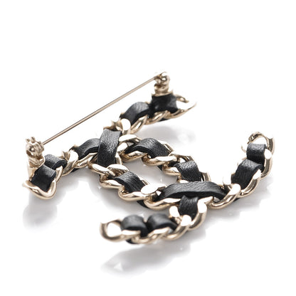 Chanel Lambskin Chain CC Brooch Black Gold 4 of 5