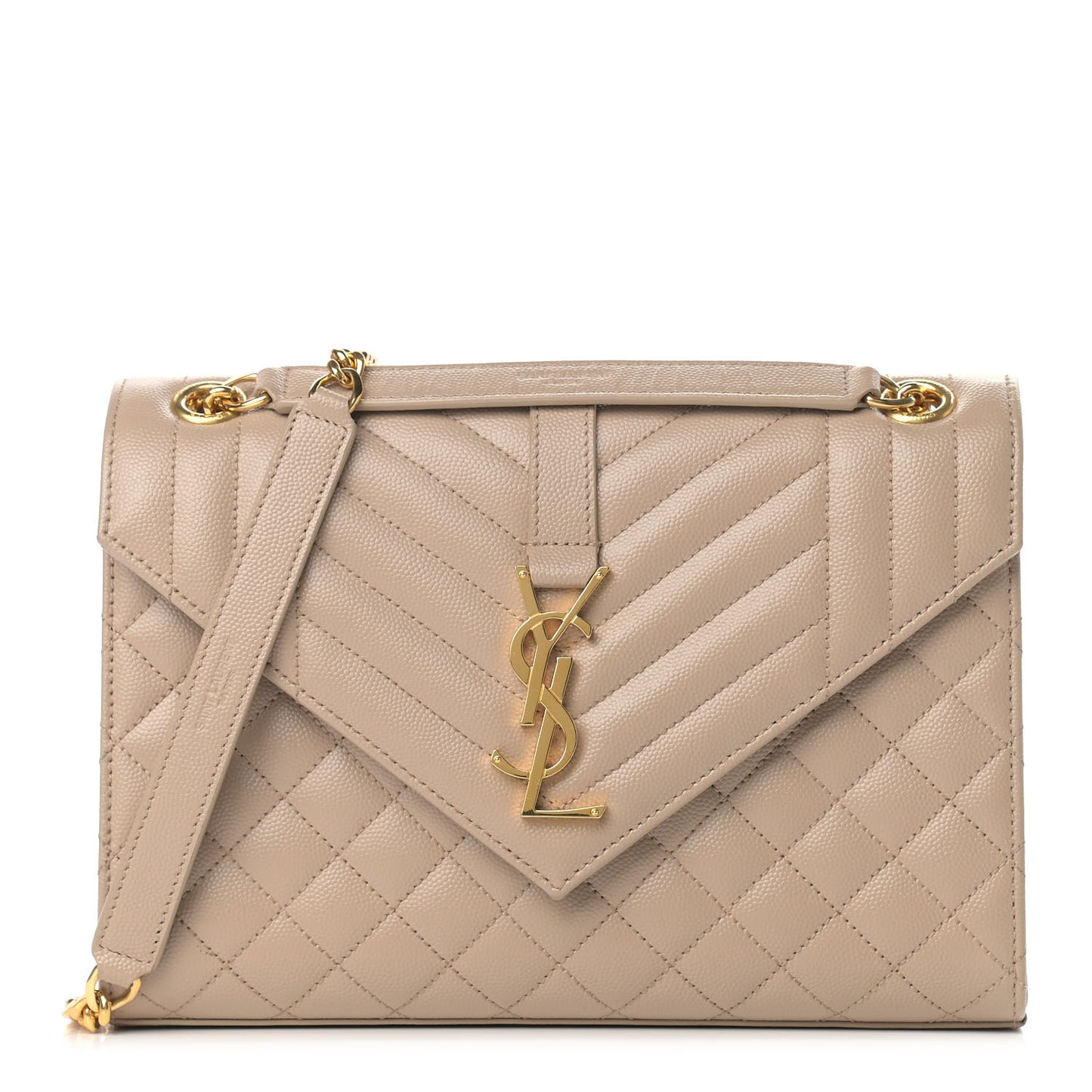 Grain De Poudre Textured Mixed Matelasse Medium Triquilt Monogram Satchel Dark Beige