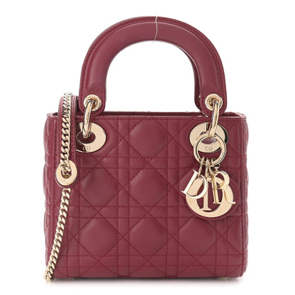 Christian Dior Lambskin Cannage Mini Lady Dior Burgundy 1 of 12