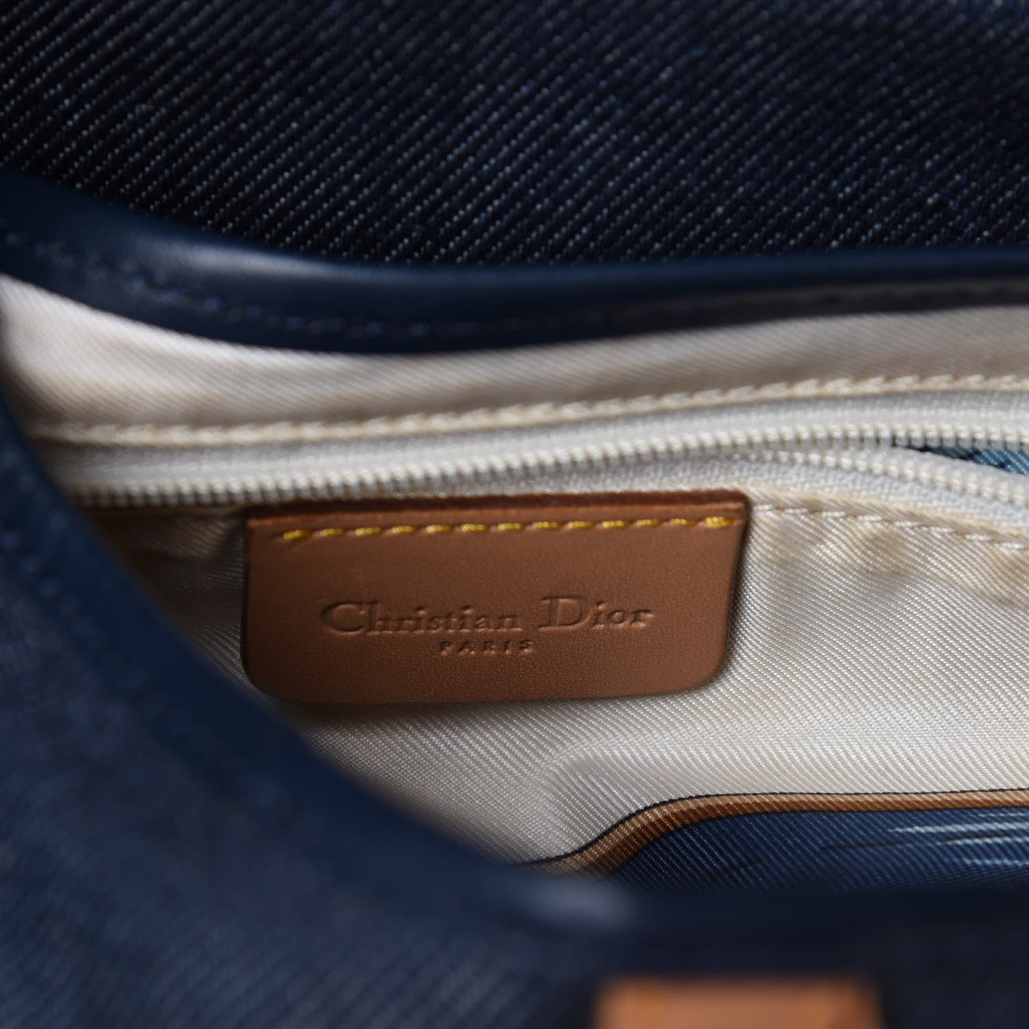 Christian Dior Denim Calfskin Saddle Bag Blue 6 of 13