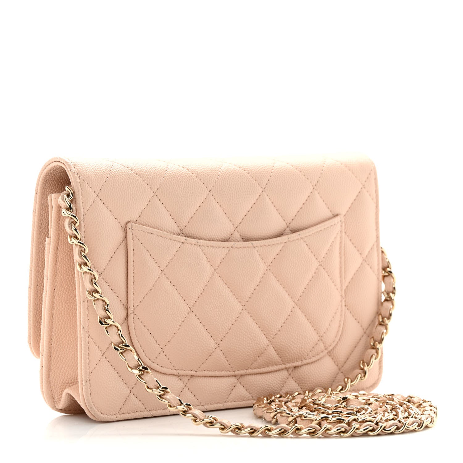Chanel Caviar Quilted Wallet on Chain WOC Light Beige 3 of 15