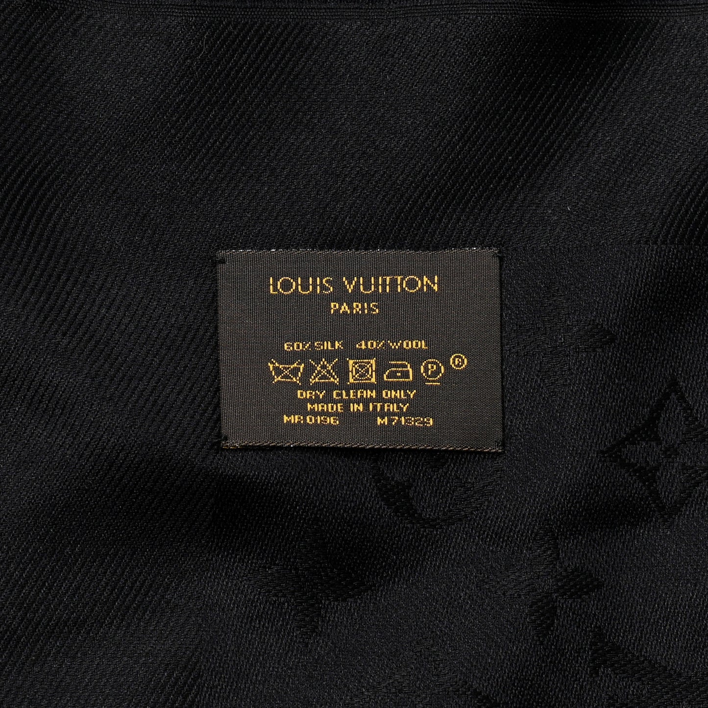Silk Wool Monogram Shawl Black
