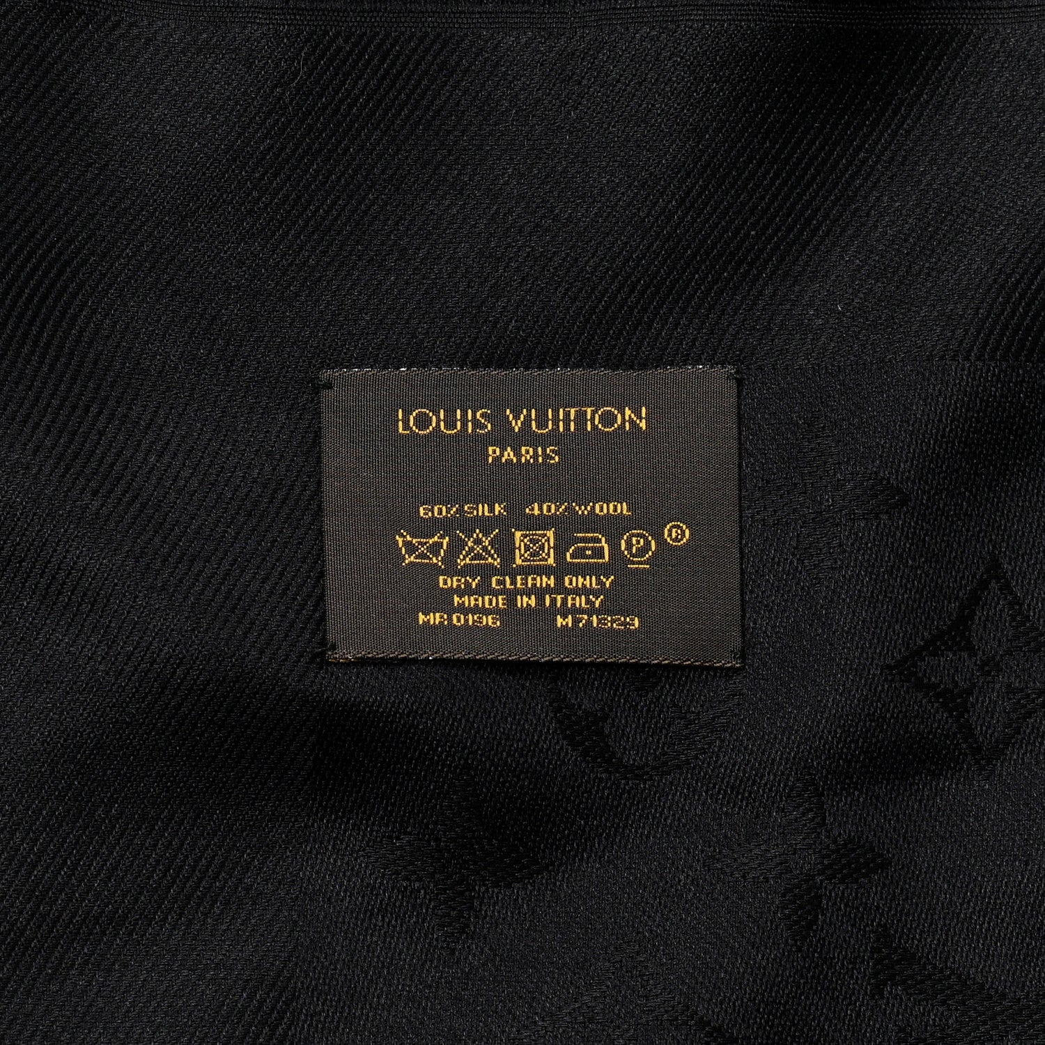 Louis Vuitton Silk Wool Monogram Shawl Black 2 of 3