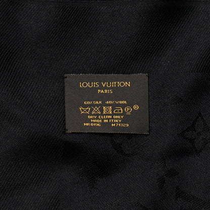Louis Vuitton Silk Wool Monogram Shawl Black 2 of 3