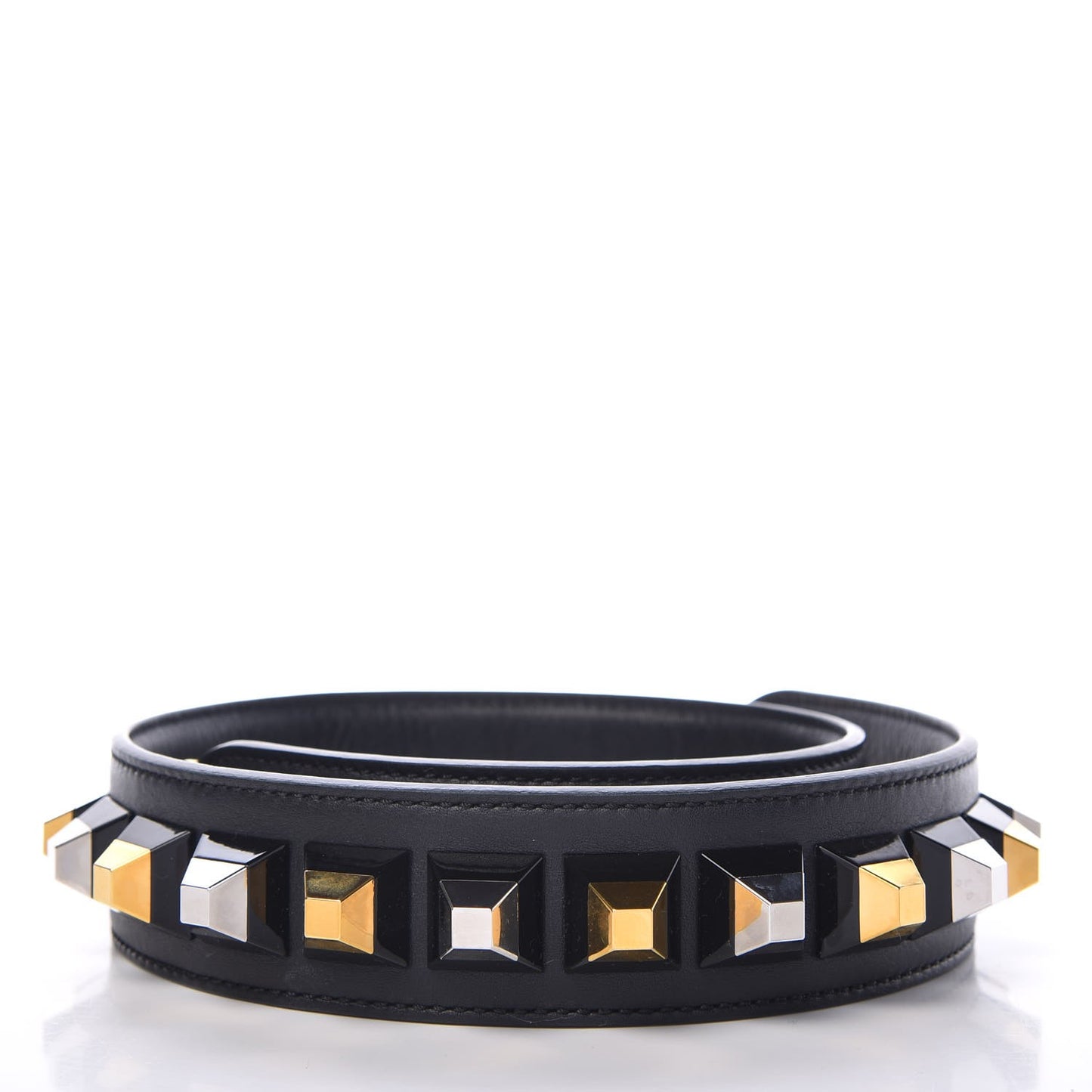 Calfskin Studded Strap You Black Gold