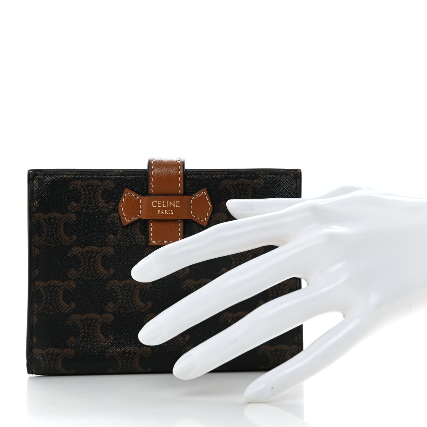 Canvas Triomphe Medium Strap Wallet Tan