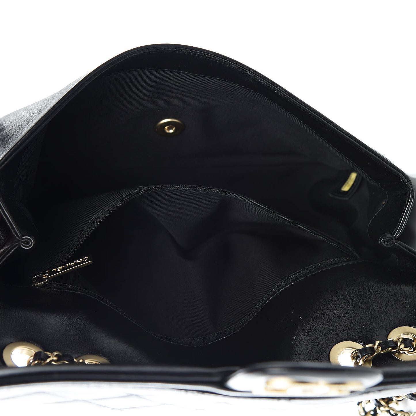 Calfskin Quilted Medium Graphic Flap Bag Black