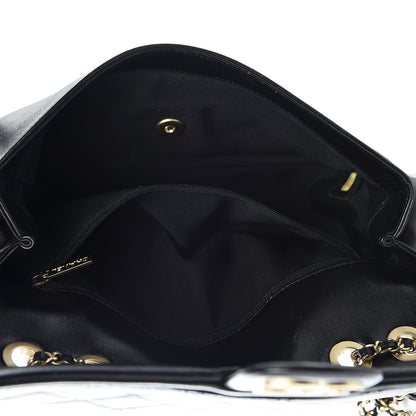 Chanel Calfskin Quilted Medium Graphic Flap Bag Black 8 of 10