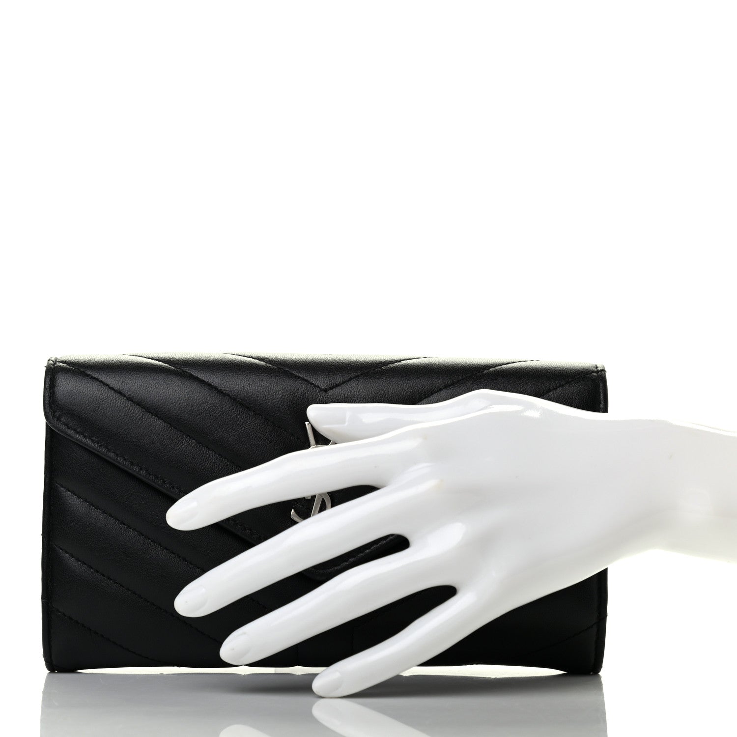 Saint Laurent Lambskin Y Quilted Monogram Large Loulou Flap Wallet Black 2 of 7
