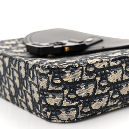Christian Dior Oblique Jacquard Grained Calfskin Small Saddle Messenger Bag Beige Black 10 of 11