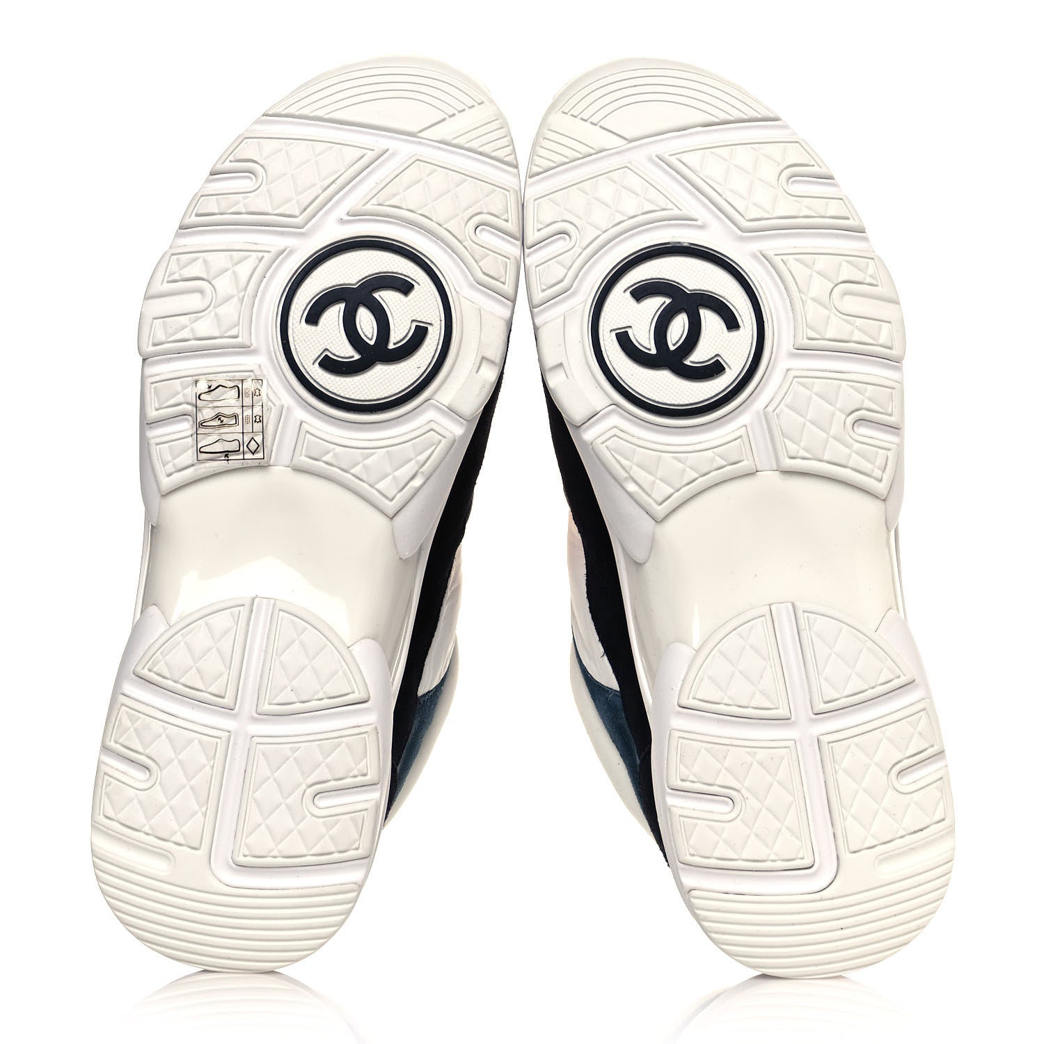 Chanel Nylon Calfskin Suede CC Womens Sneakers 35.5 Navy White Orange 5 of 8
