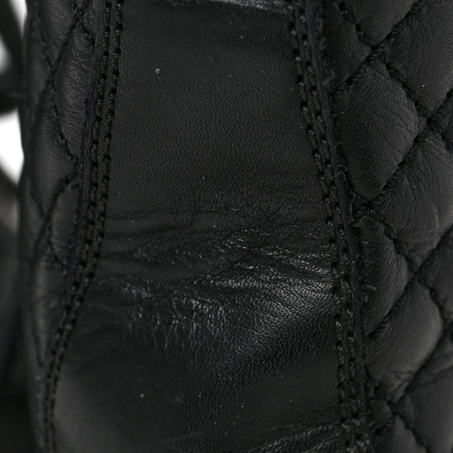 Calfskin Quilted Lace Up Combat Boots 37 Black