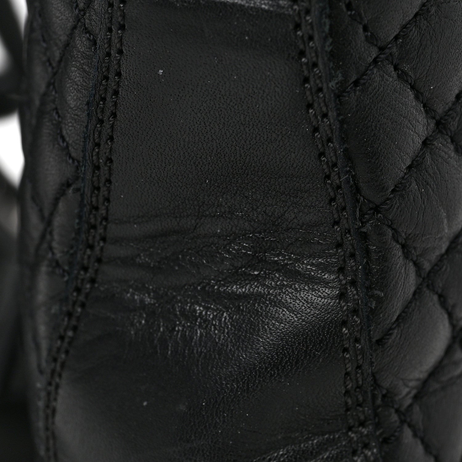 Chanel Calfskin Quilted Lace Up Combat Boots 37 Black 9 of 13