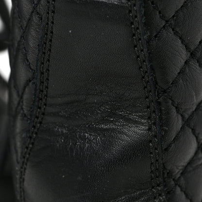 Chanel Calfskin Quilted Lace Up Combat Boots 37 Black 9 of 13