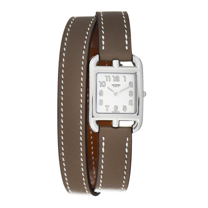 Hermes Stainless Steel Swift 23mm Cape Cod Double Tour Quartz Watch Etoupe 1 of 5