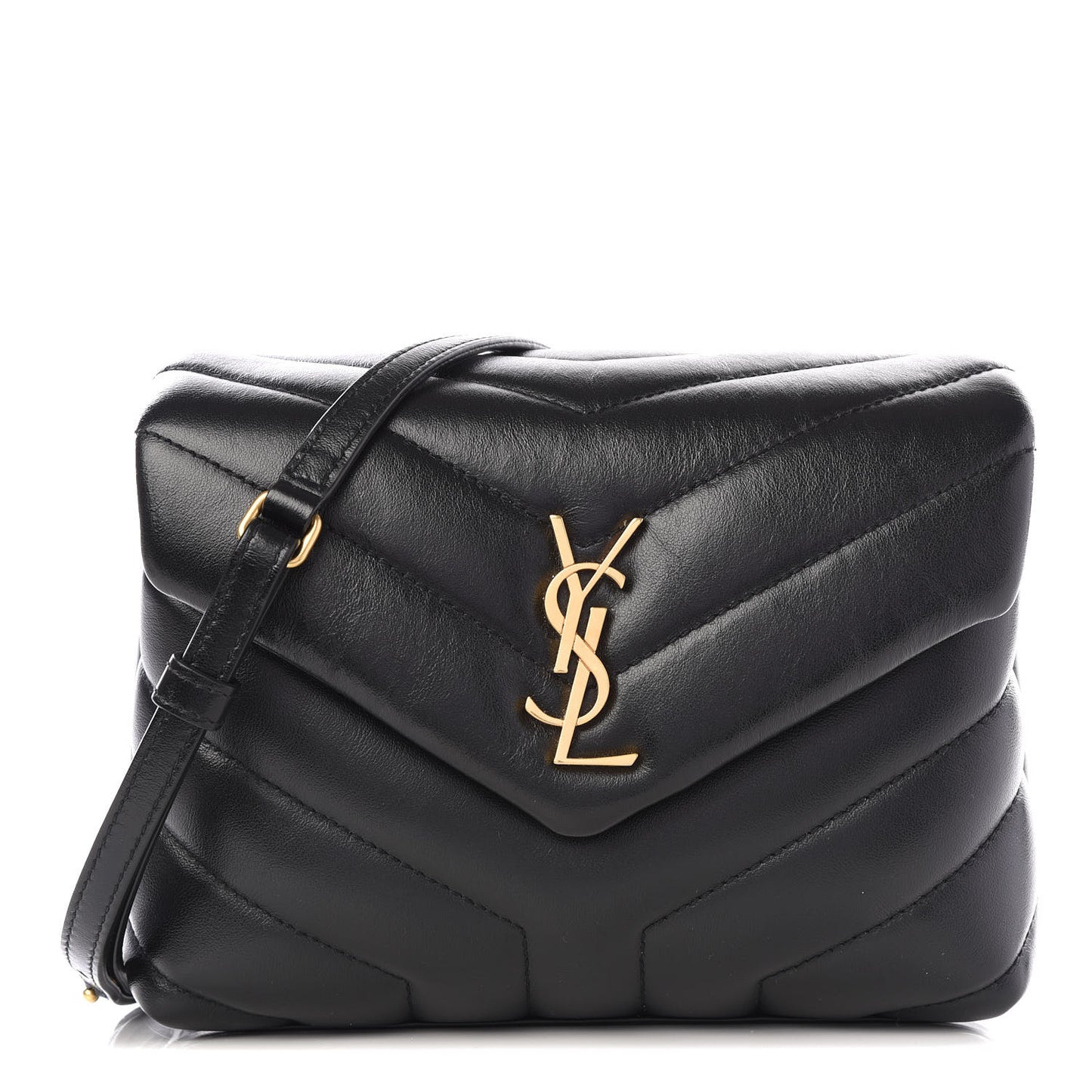 Calfskin Y Quilted Monogram Toy Loulou Crossbody Bag Black