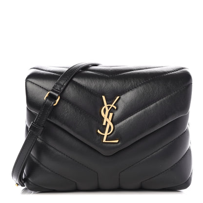 Saint Laurent Calfskin Y Quilted Monogram Toy Loulou Crossbody Bag Black 1 of 12