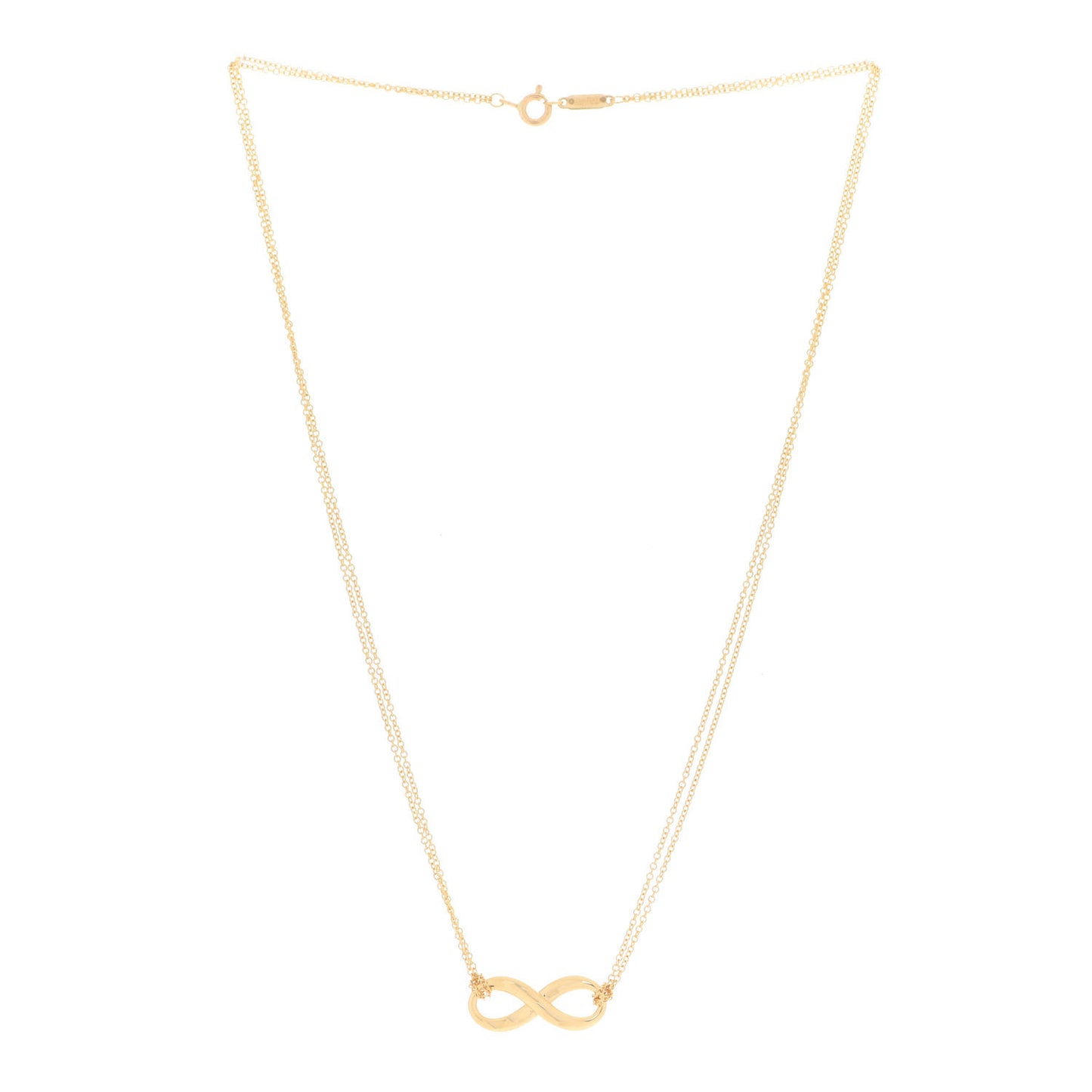 18K Yellow Gold Infinity Double Chain Pendant Necklace