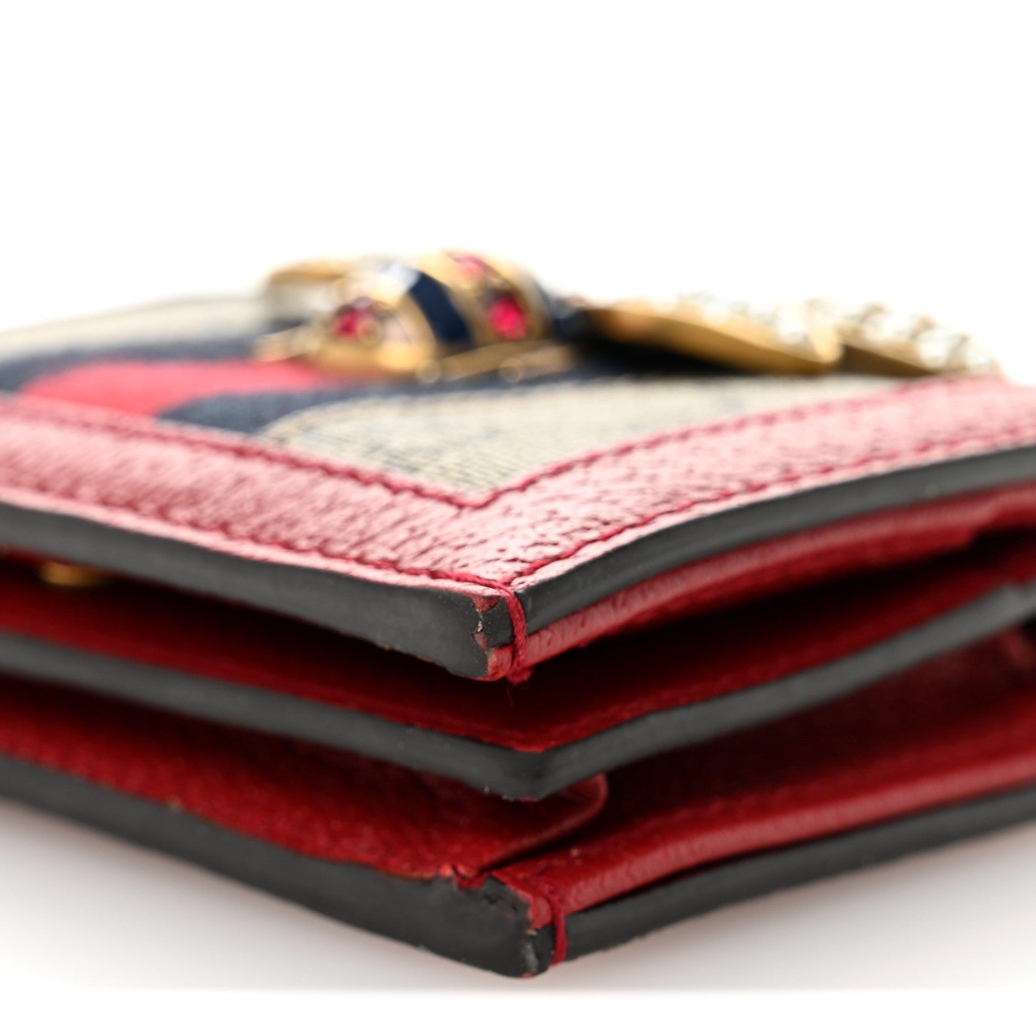 Gucci GG Supreme Monogram Web Queen Margaret Card Case Wallet Red 9 of 9