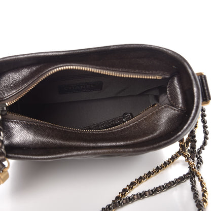 Chanel Metallic Grained Goatskin Chevron Quilted Small Gabrielle Hobo Dark Silver Gold 5 of 8