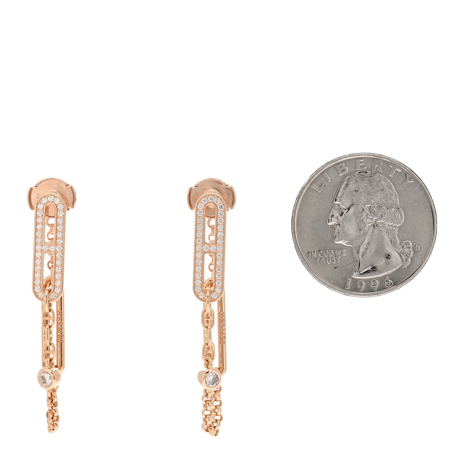 Hermes 18K Rose Gold Diamond Chaine D'Ancre Chaos Earrings 2 of 5