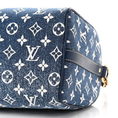 Louis Vuitton Monogram Jacquard Denim Speedy Bandouliere 25 Bleu 9 of 9