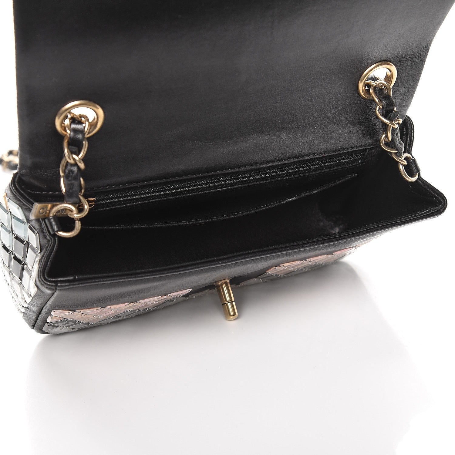 Chanel Lambskin Mosaic Small Flap Black Gold Light Blue 5 of 8