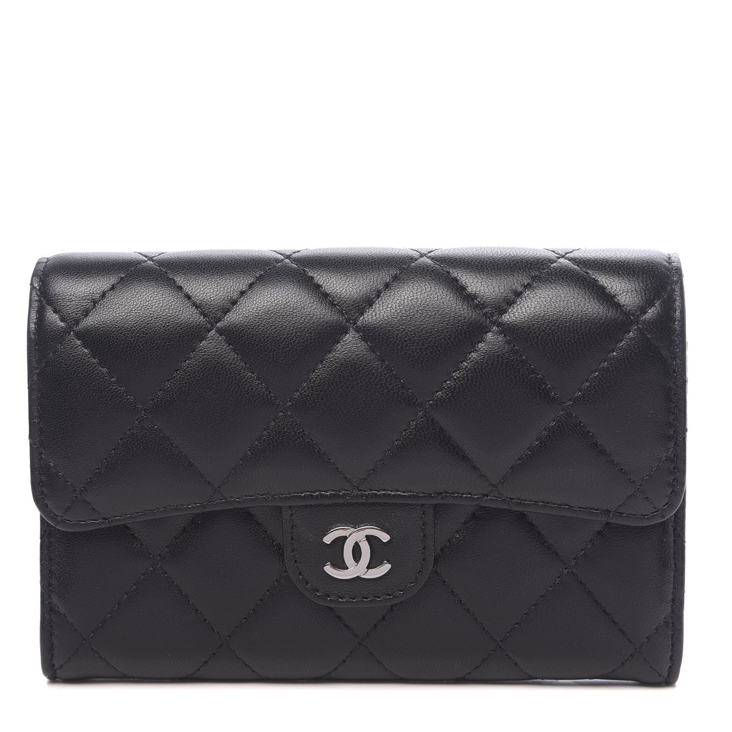 Chanel Lambskin Quilted Small Flap Wallet Black 1 of 9