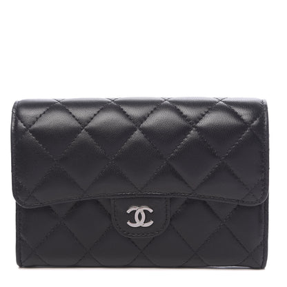 Chanel Lambskin Quilted Small Flap Wallet Black 1 of 9