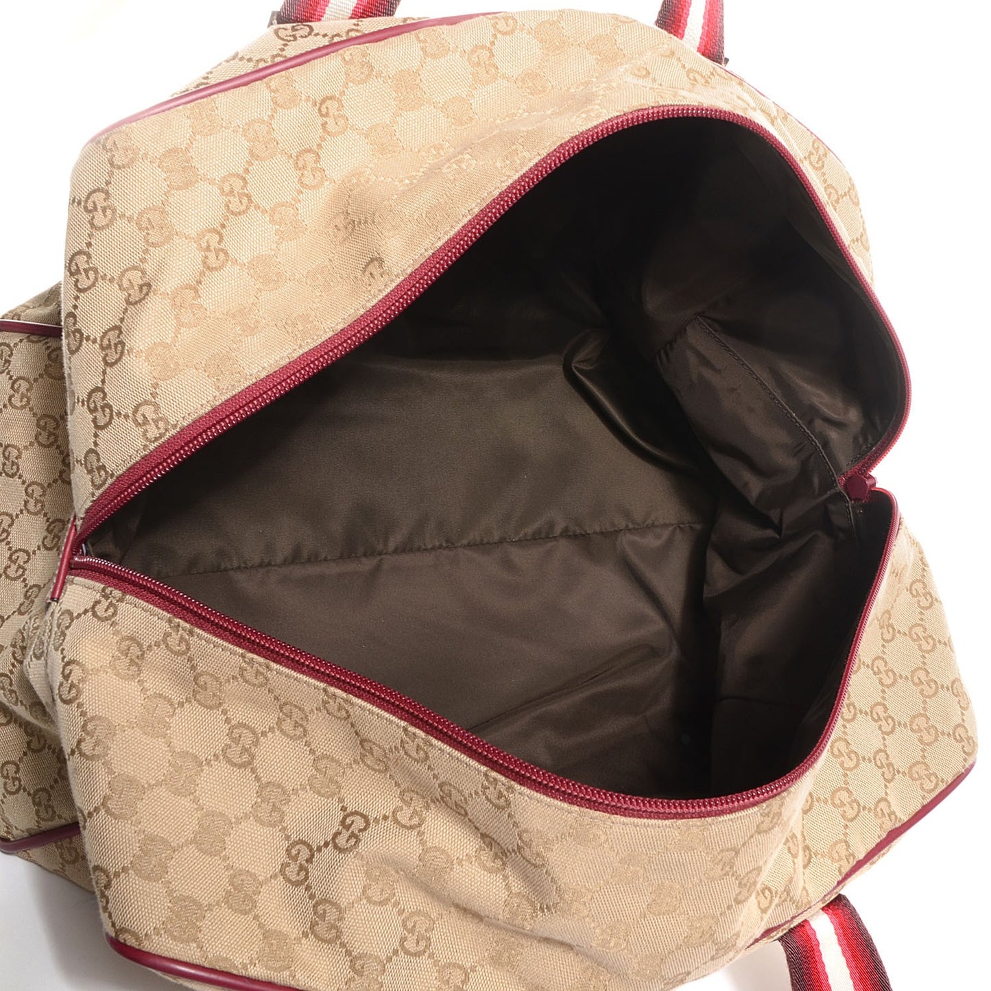 GG Monogram Web Medium Collapsable Carry On Duffle Beige Red