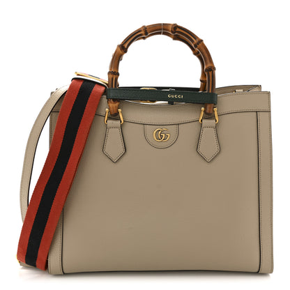 Gucci Textured Dollar Calfskin Web Medium Diana Tote Bag Oatmeal Vintage Green 1 of 14