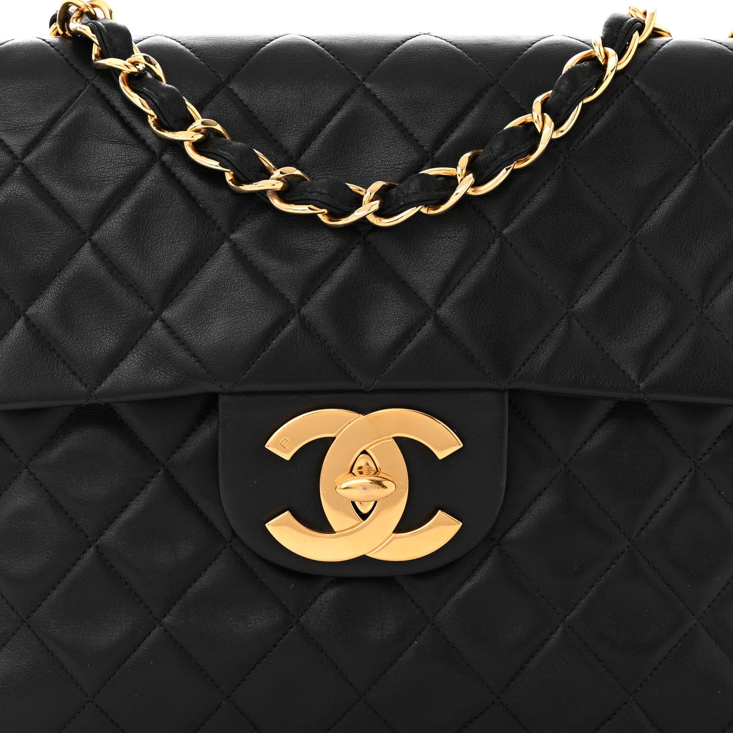 Lambskin Quilted XL Jumbo Single Flap Black