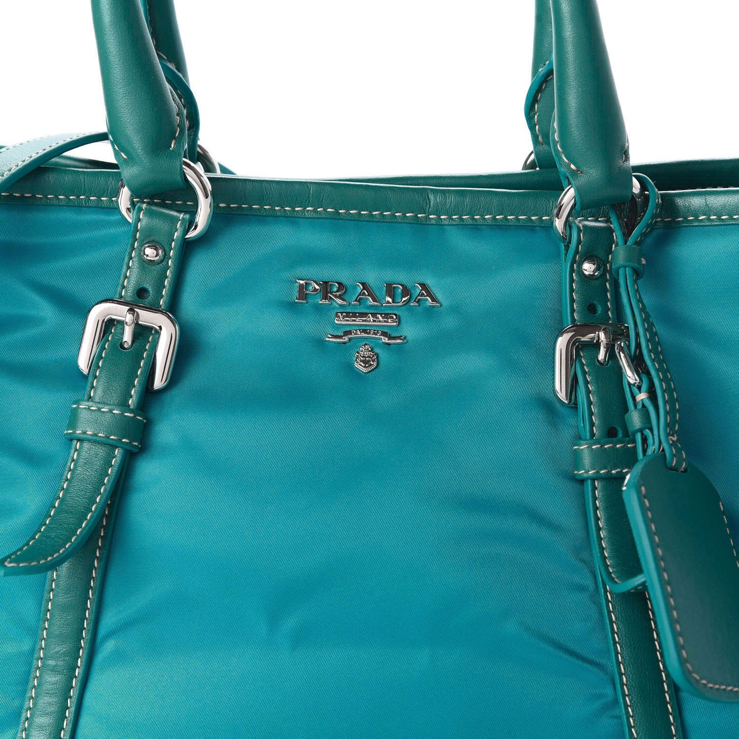 Nylon Tessuto Soft Calf Tote Turchese