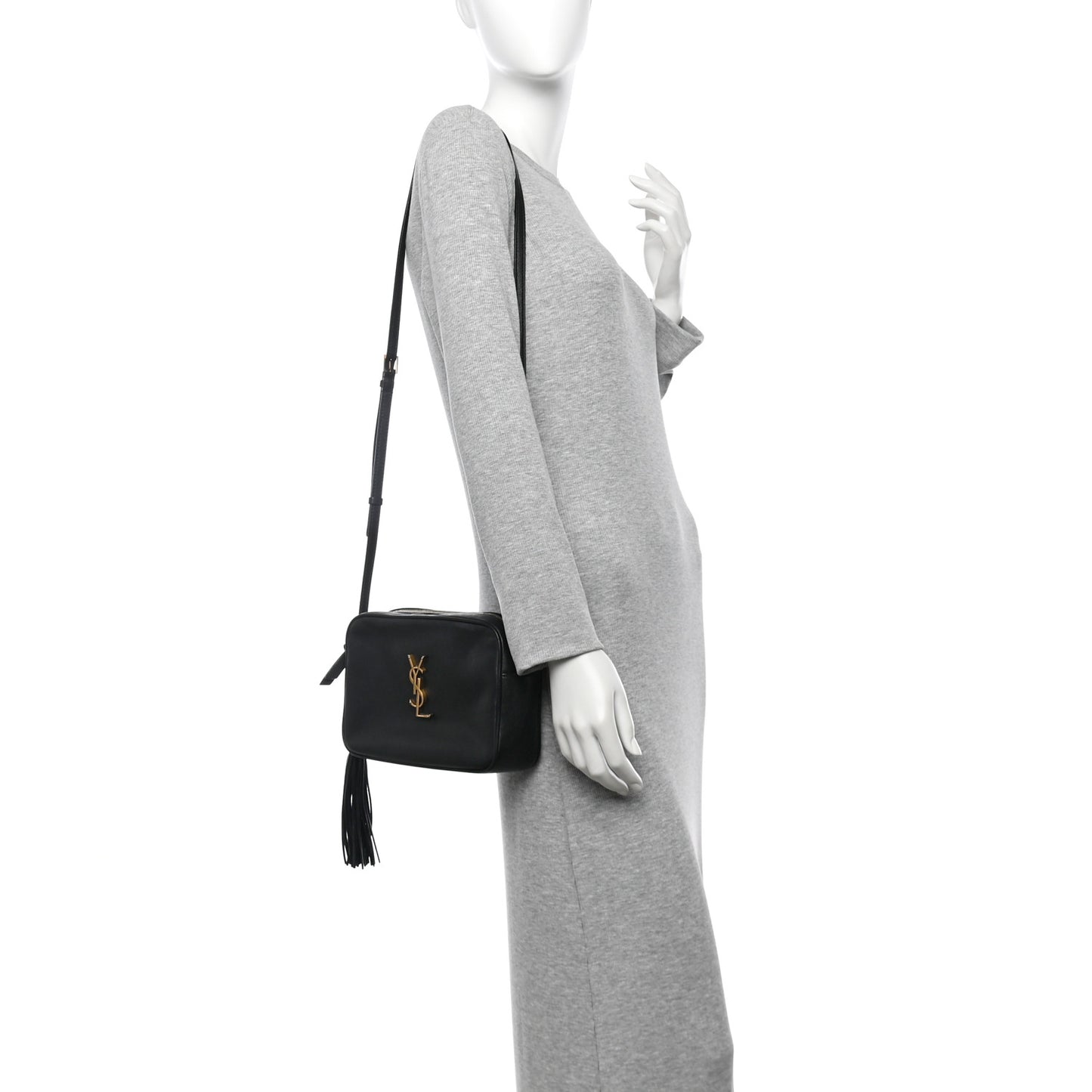 Grained Lambskin Monogram Lou Camera Bag Black