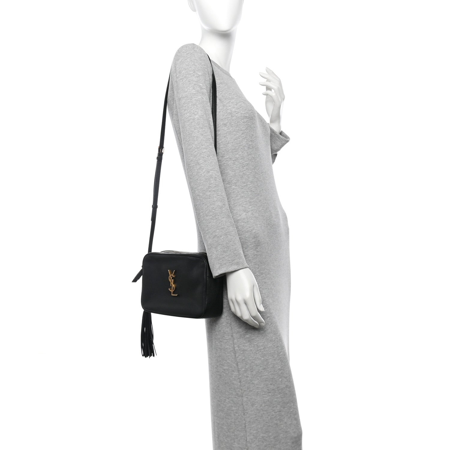 Saint Laurent Grained Lambskin Monogram Lou Camera Bag Black 2 of 12