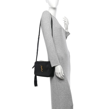 Saint Laurent Grained Lambskin Monogram Lou Camera Bag Black 2 of 12