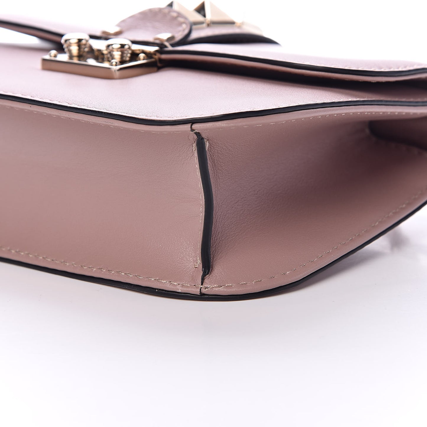 Vitello Small Glam Lock Rockstud Flap Poudre