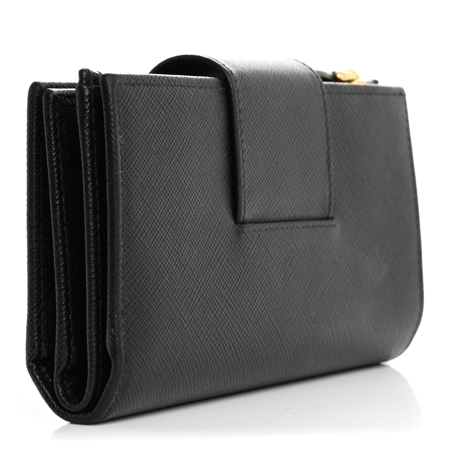 Prada Saffiano Metal Tab Wallet Black 3 of 13