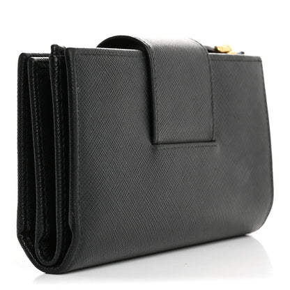 Prada Saffiano Metal Tab Wallet Black 3 of 13