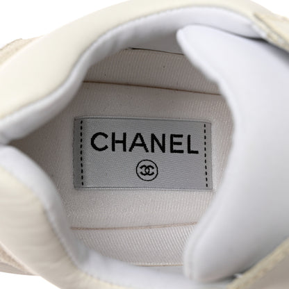 Chanel Suede Calfskin Fabric CC Sneakers 41 White 7 of 10