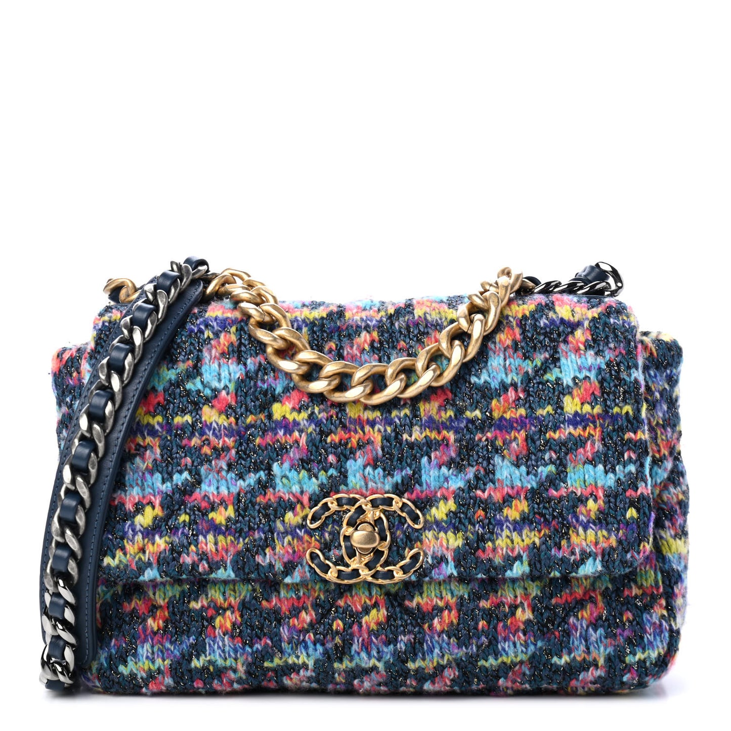 Tweed Quilted Medium Chanel 19 Flap Dark Multicolor
