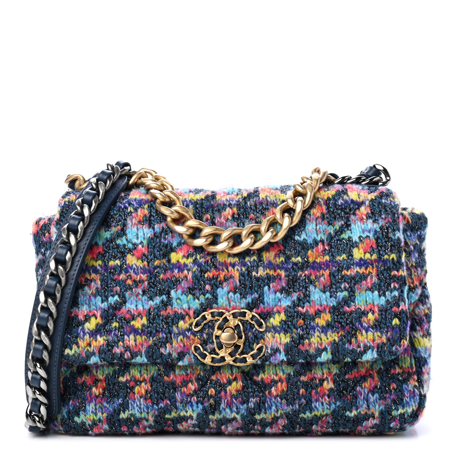 Chanel Tweed Quilted Medium Chanel 19 Flap Dark Multicolor 1 of 4