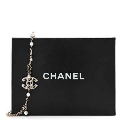 Chanel Pearl Crystal CC Long Necklace Light Gold 5 of 5