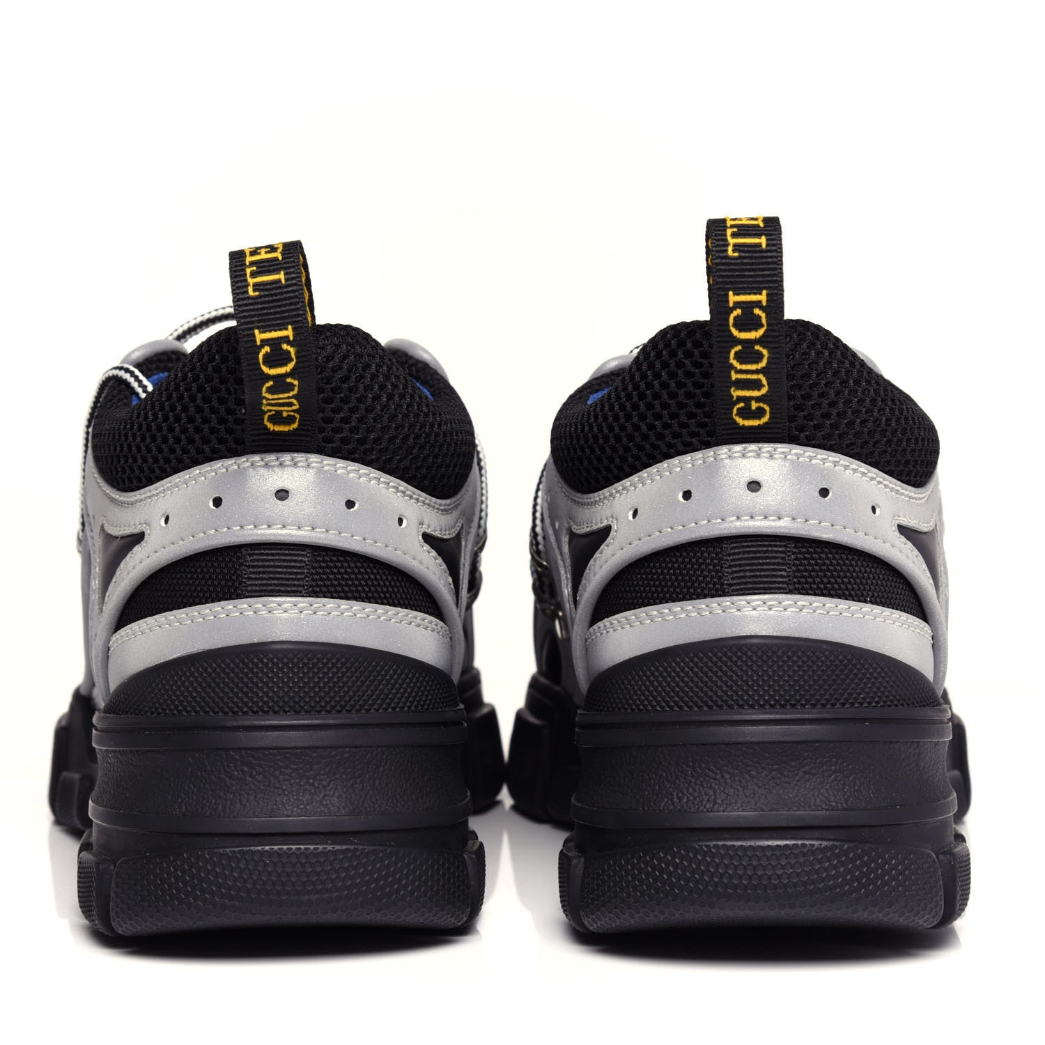 Gucci X SEGA Mesh Technical Canvas Calfskin Reflective Mens Flashtrek Sneakers 6 Silver Black 7 of 10