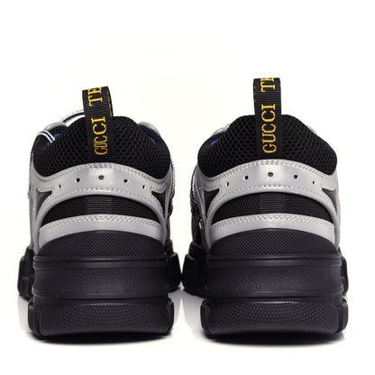 Gucci X SEGA Mesh Technical Canvas Calfskin Reflective Mens Flashtrek Sneakers 6 Silver Black 7 of 10