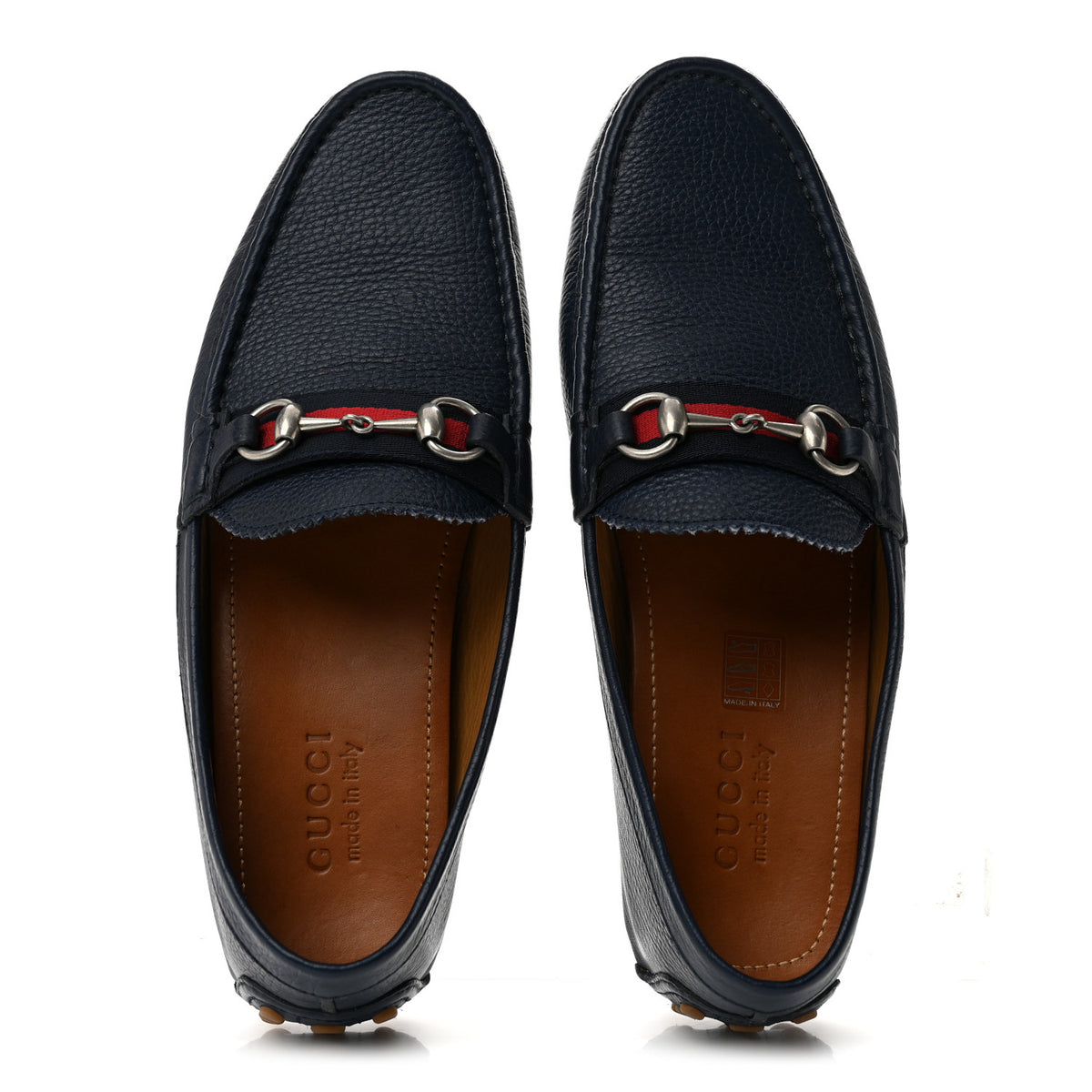 Gucci Road Calfskin Web Mens Horsebit Driver Loafers 9 Maritime 2 of 11
