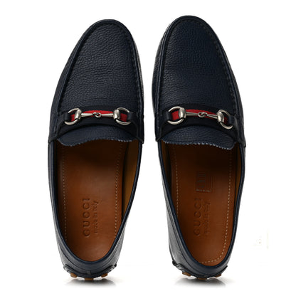 Gucci Road Calfskin Web Mens Horsebit Driver Loafers 9 Maritime 2 of 11